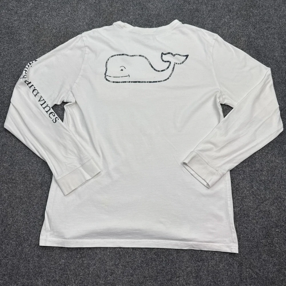 Vineyard Vines T Shirt Youth Size XL White Long‎ Sleeve Double Sided Pocket Tee